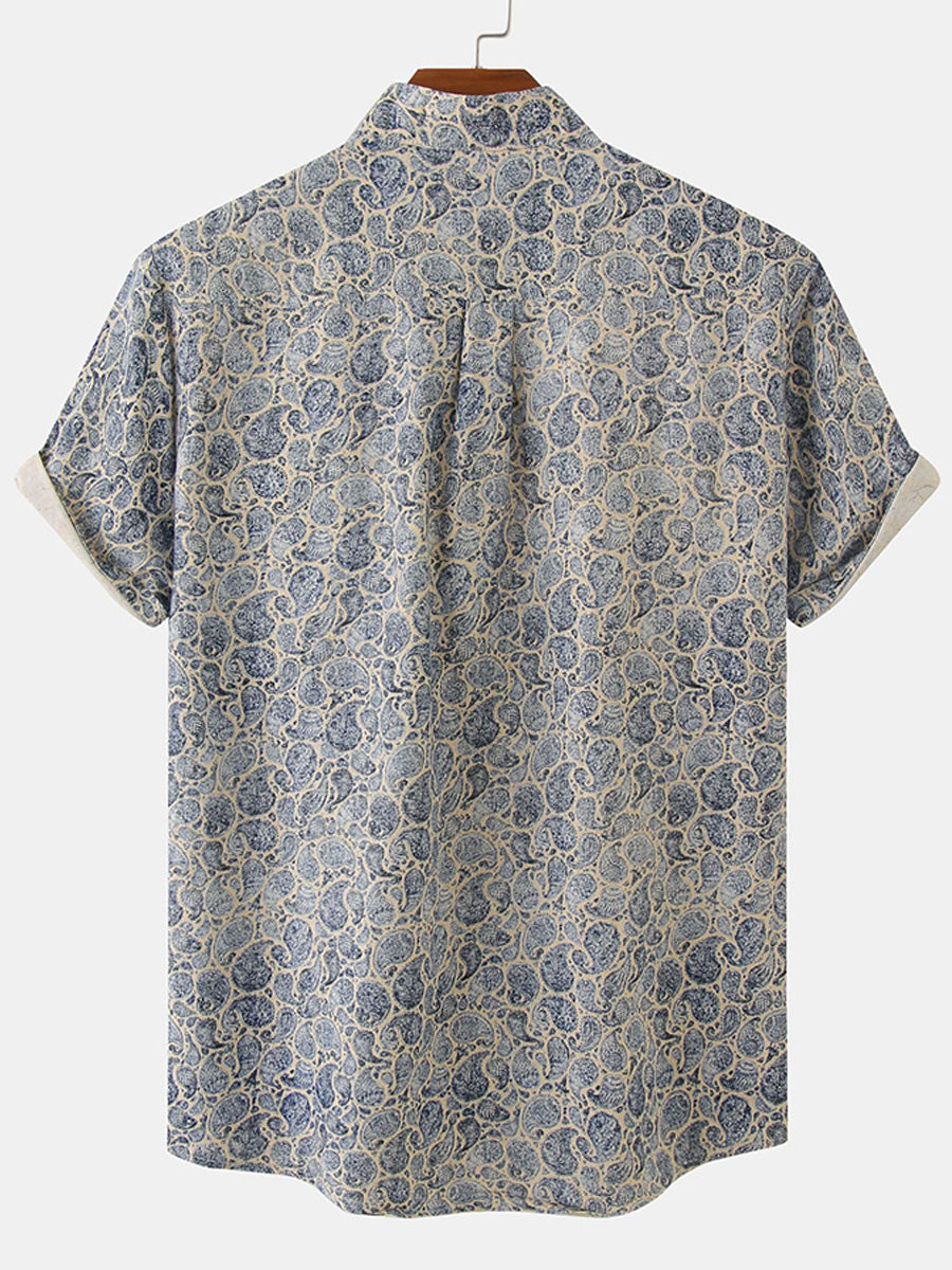 Camicia da uomo a maniche corte con stampa hawaiana