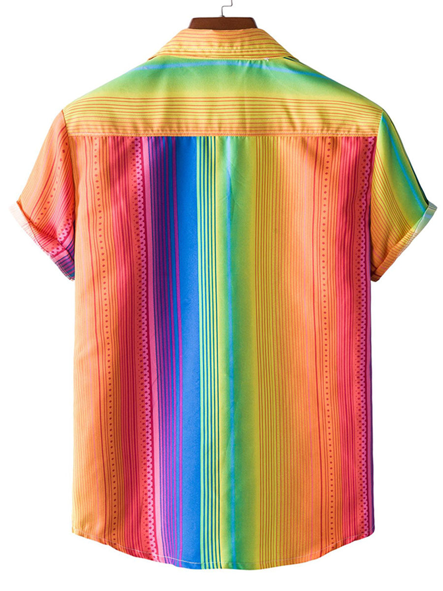 Chemise à manches courtes à imprimé vertical pour homme