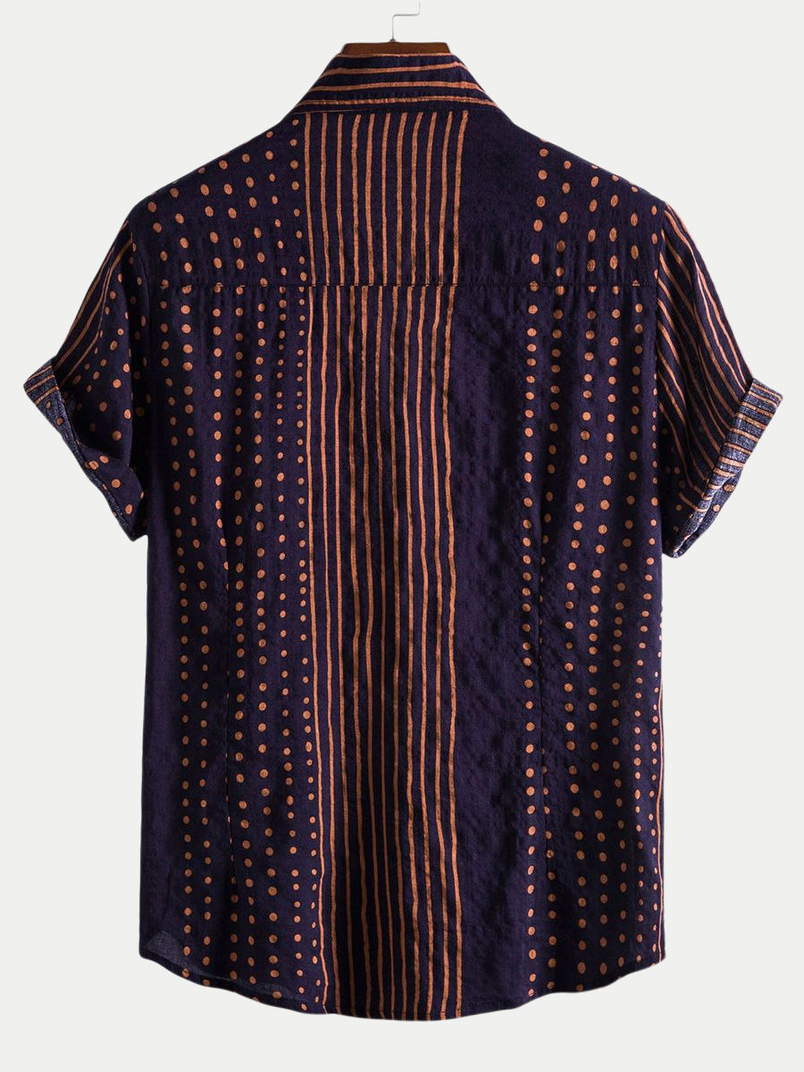 Camicia da uomo a maniche corte con stampa a pois