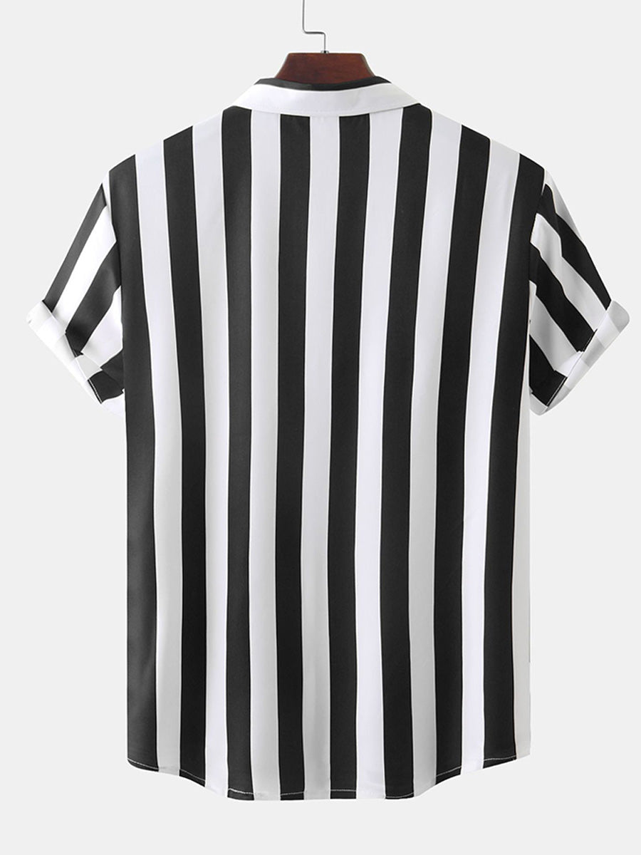 Chemise à manches courtes à imprimé vertical pour homme