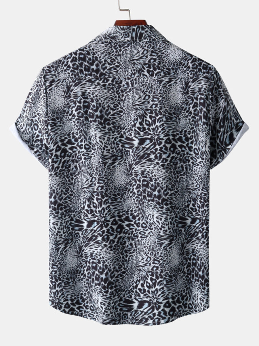 Chemise à manches courtes imprimé léopard pour homme