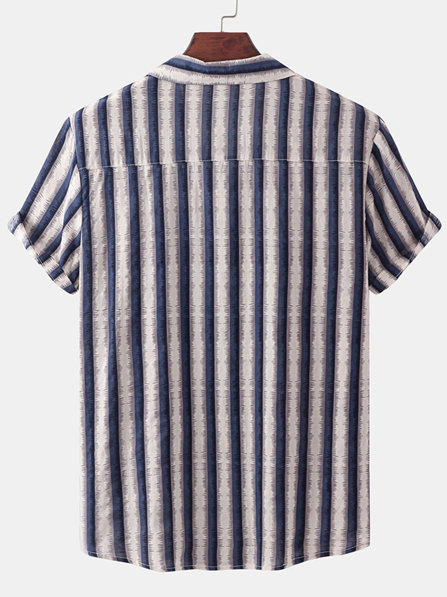 Chemise à manches courtes à imprimé vertical pour homme