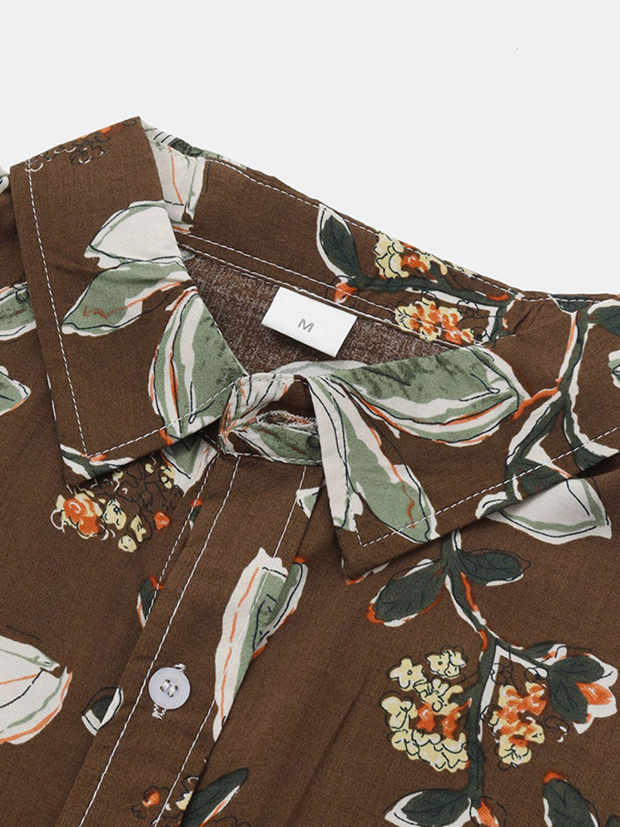 Camicia da uomo a maniche corte con stampa floreale