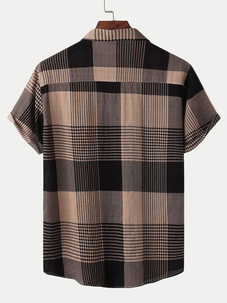 Chemise à manches courtes à carreaux pour hommes