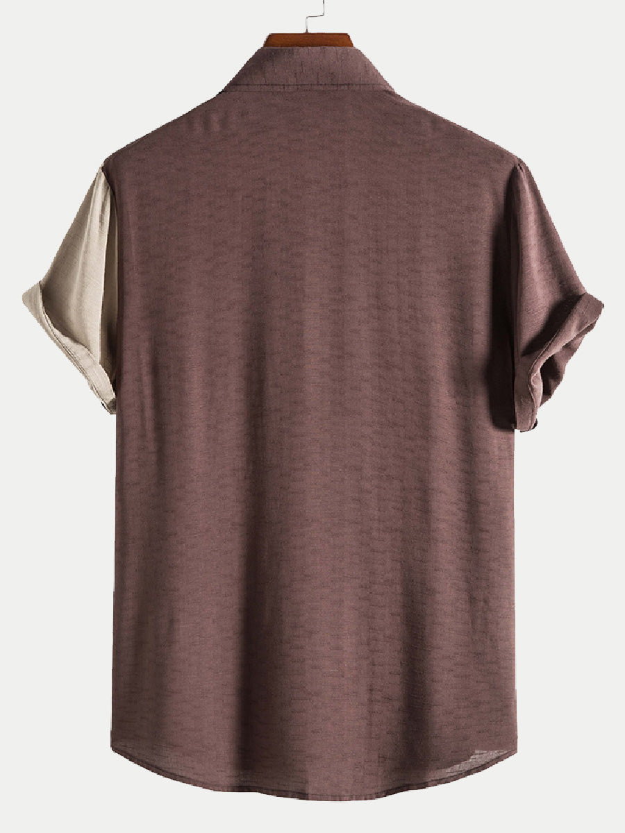 Men's Colored casual short sleeve shirt