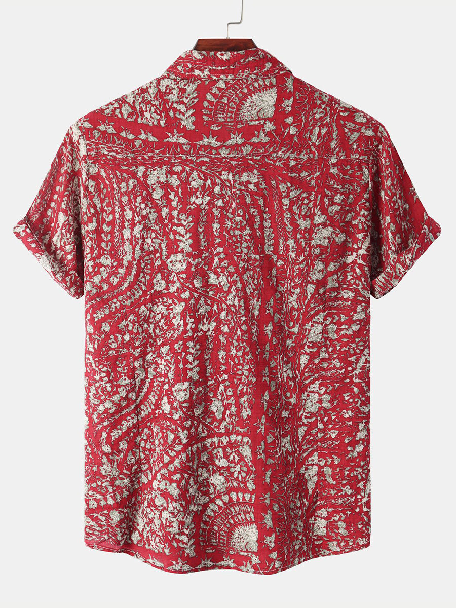 Men's Floral Print short sleeve shirt