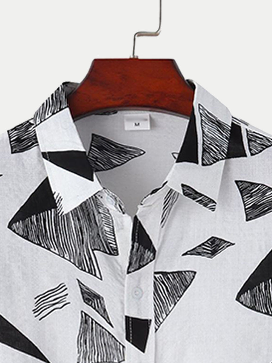Camicia a maniche corte con stampa casual da uomo