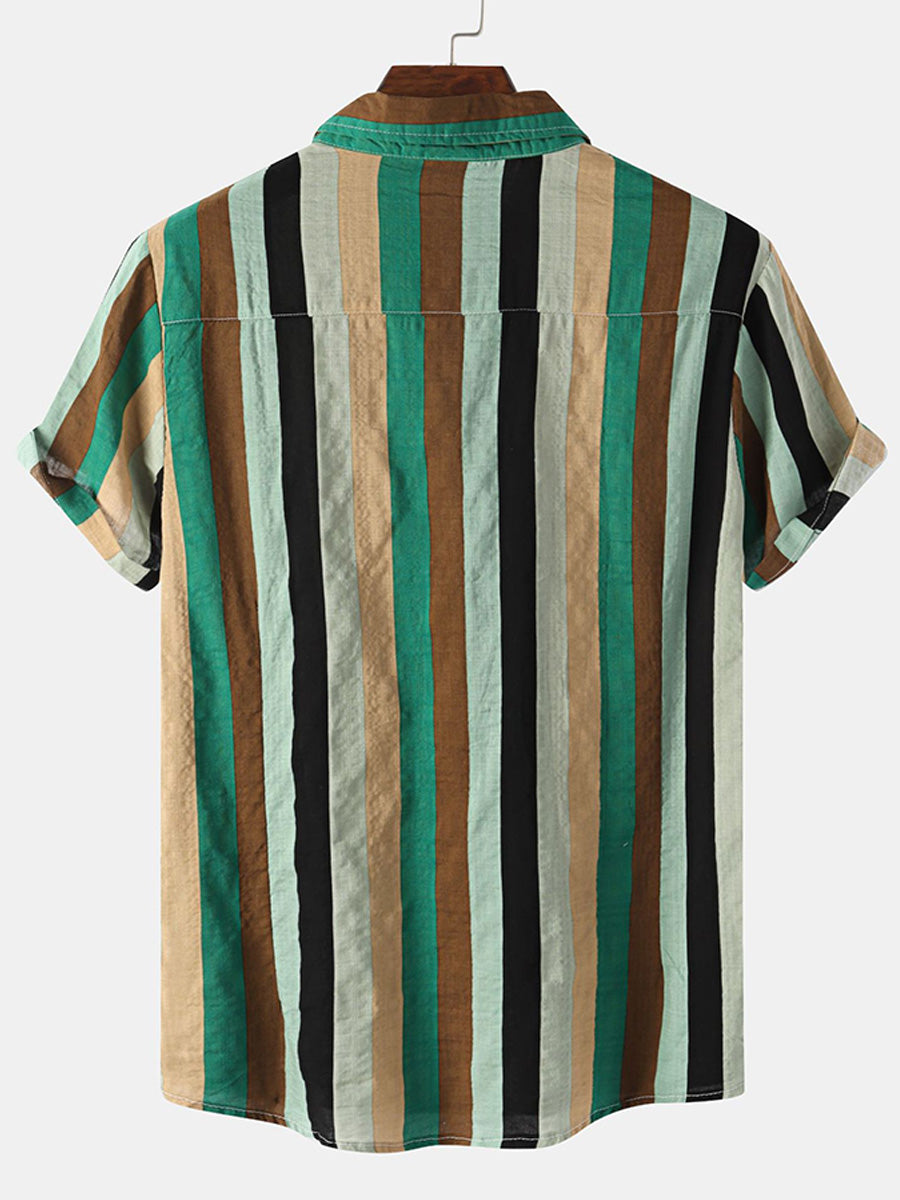 Camicia da uomo a maniche corte con stampa verticale