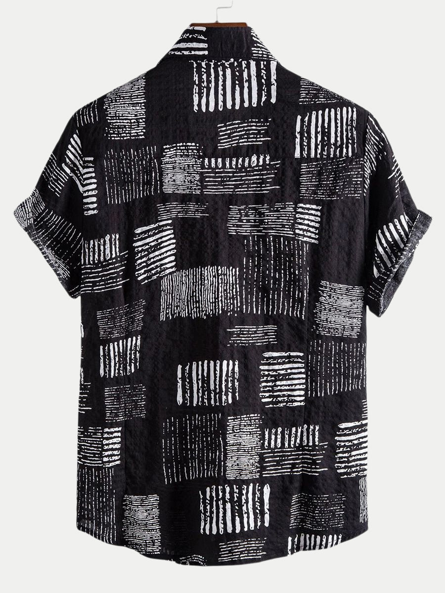 Camicia a maniche corte con stampa casual da uomo