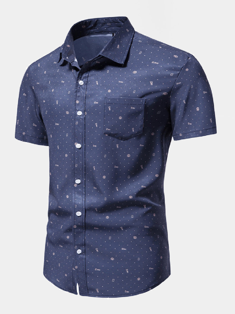 Chemise homme manches courtes imprimé vis