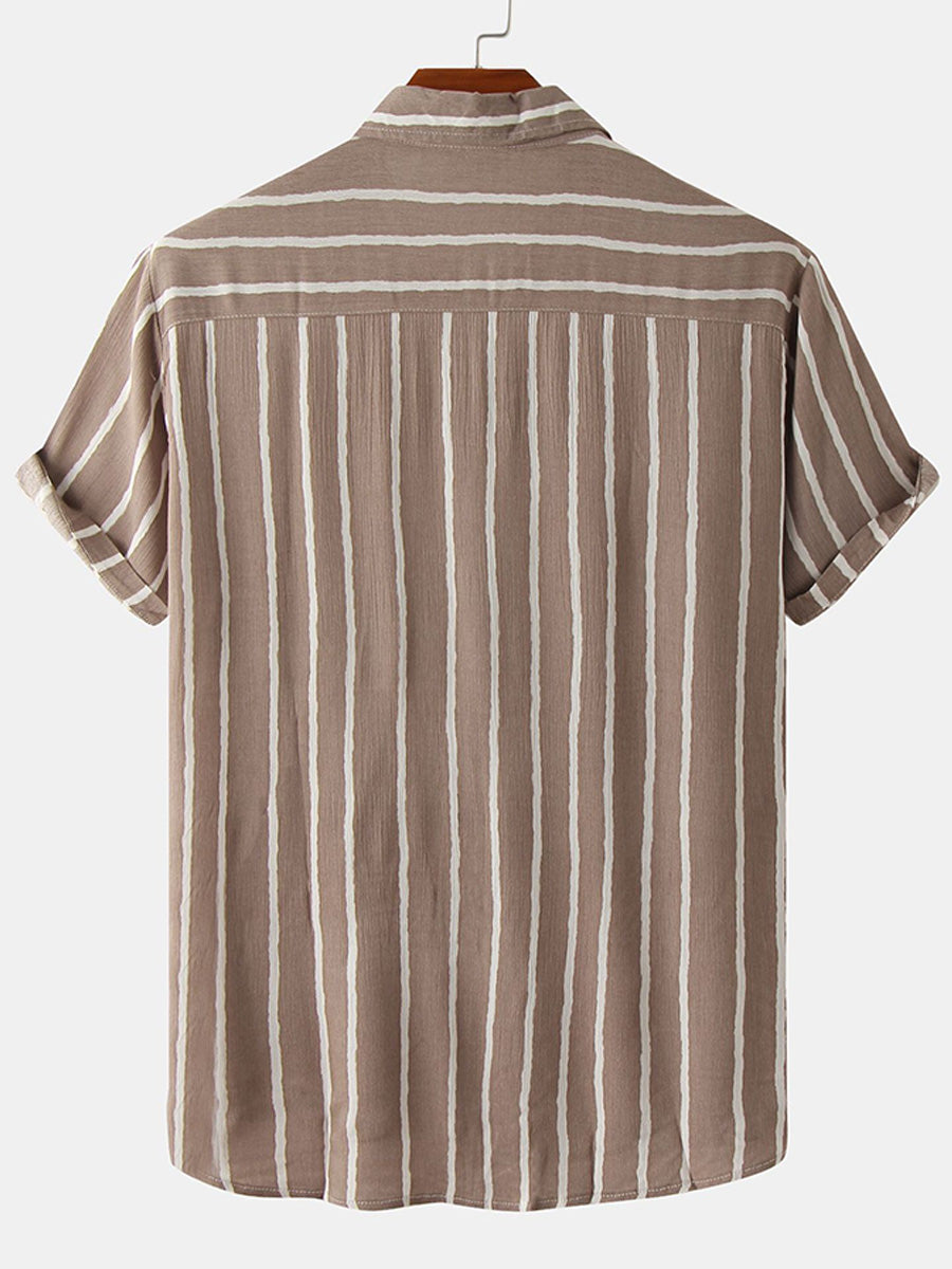 Chemise à manches courtes à imprimé vertical pour homme