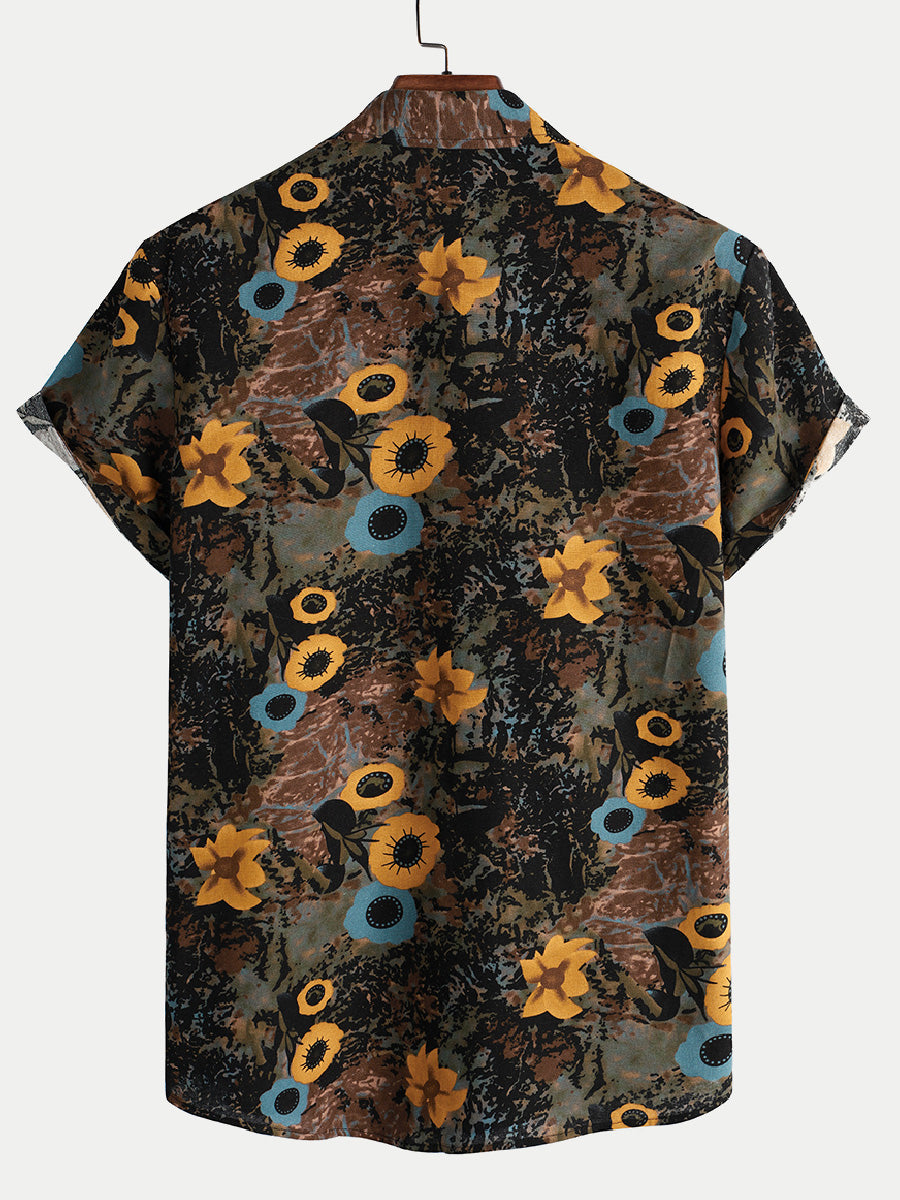 Men's Floral Casual short sleeve shirt