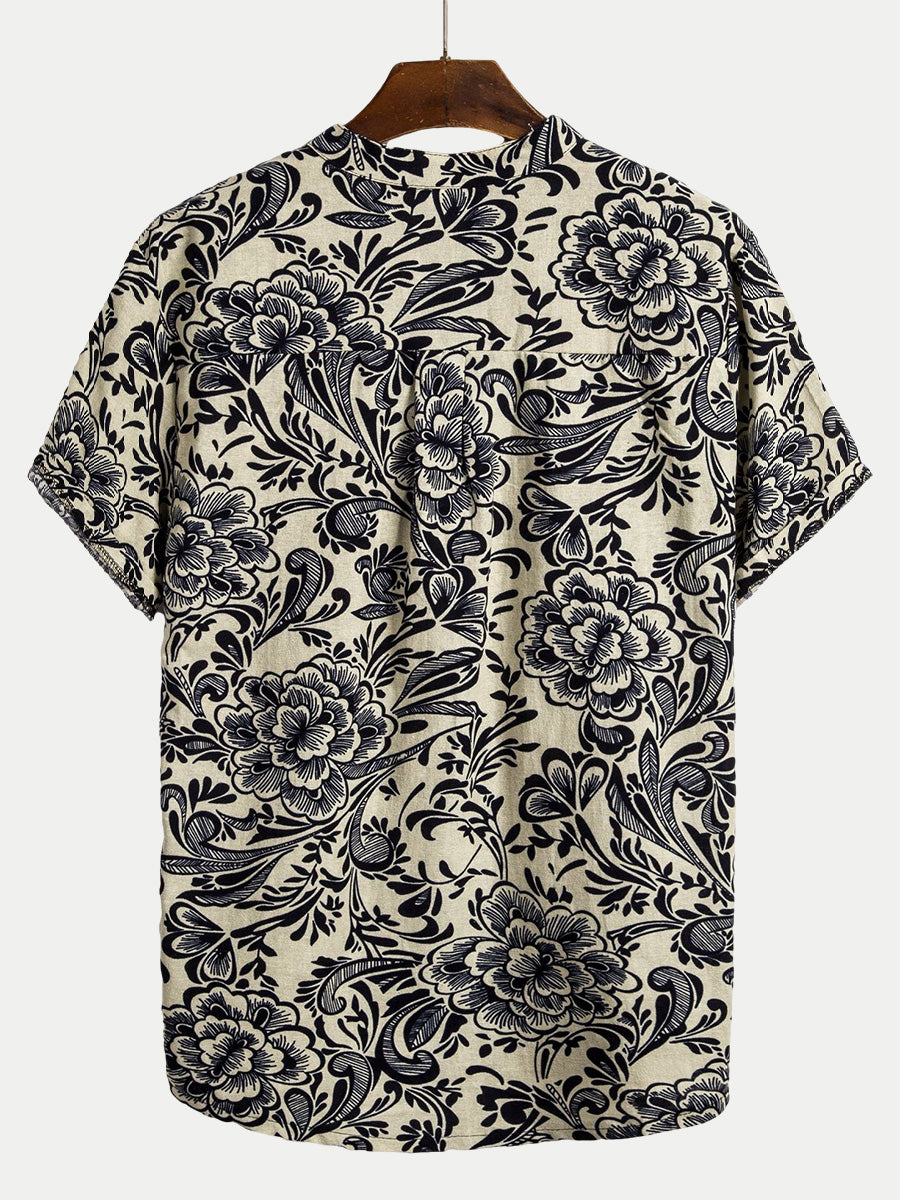 Men's Floral Print short sleeve shirt
