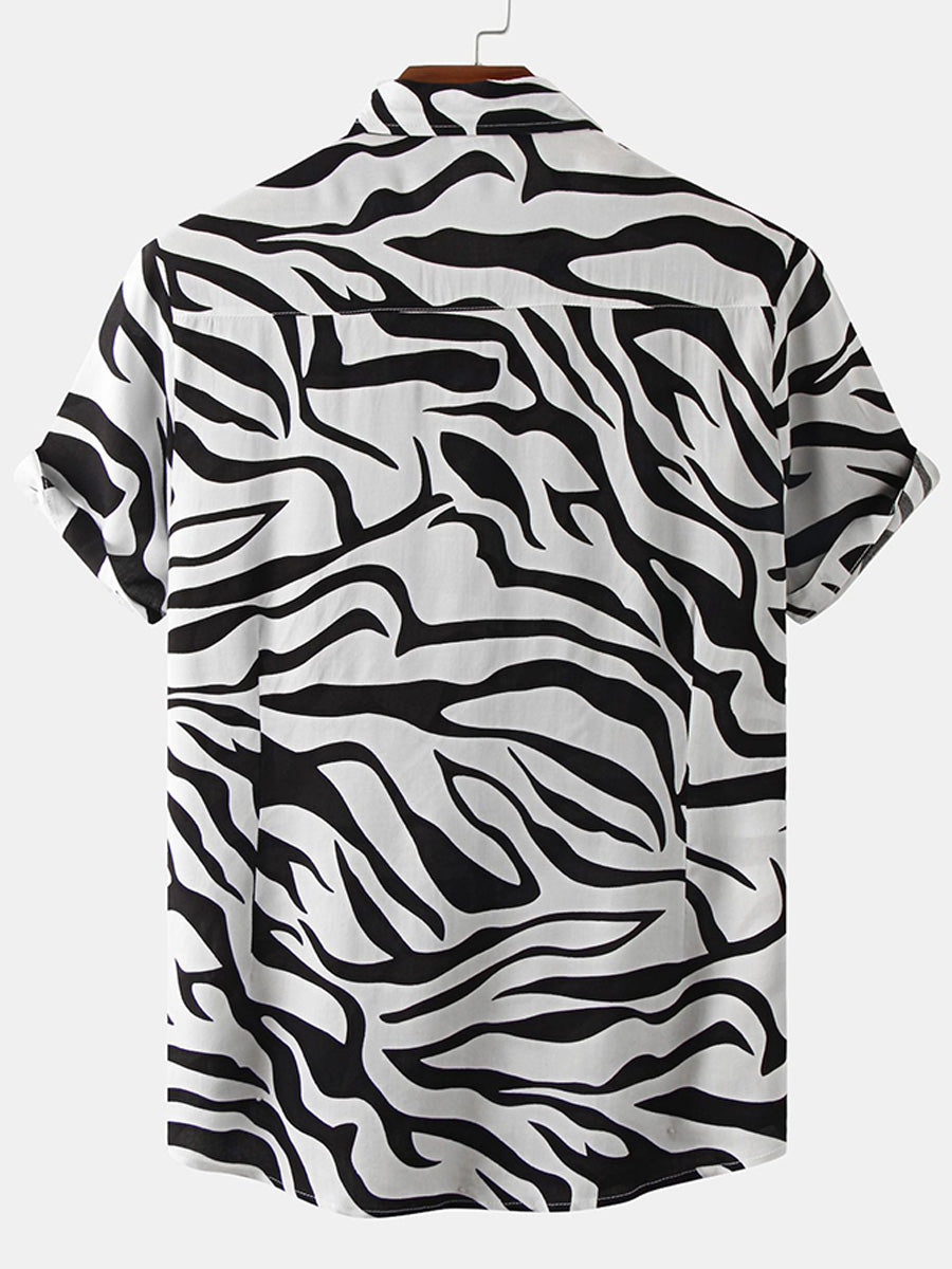 Camicia da uomo a maniche corte a righe zebrate