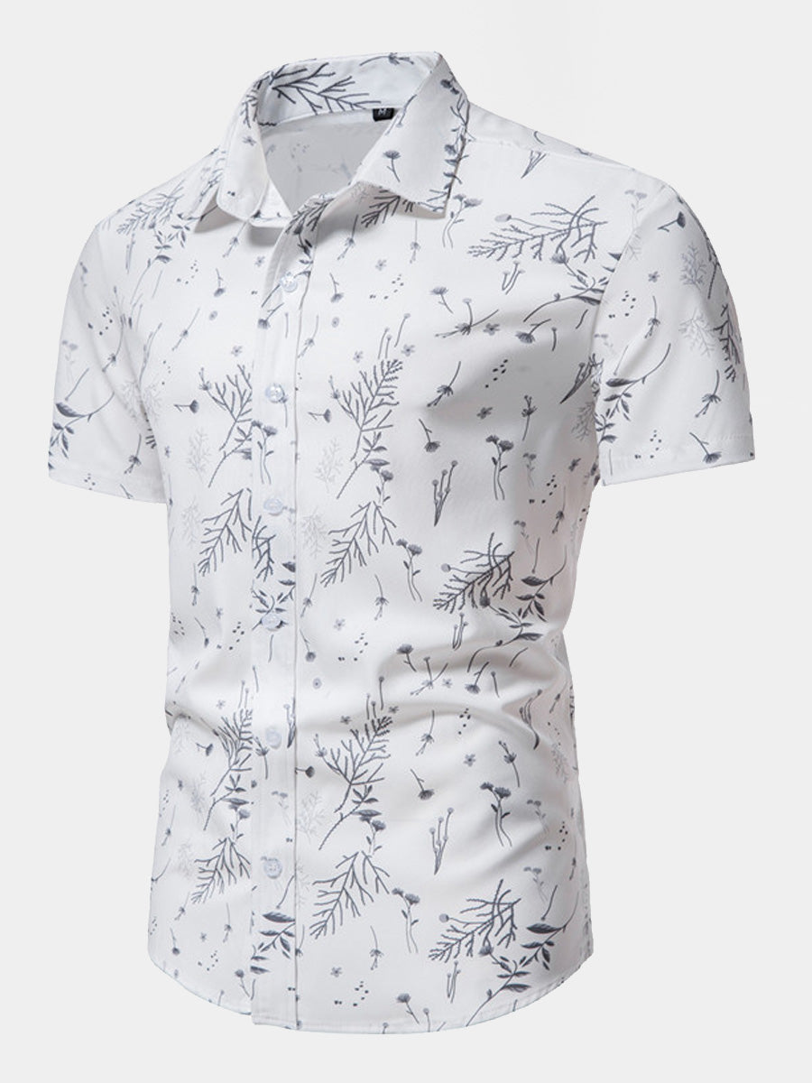Chemise homme manches courtes imprimé fleuri