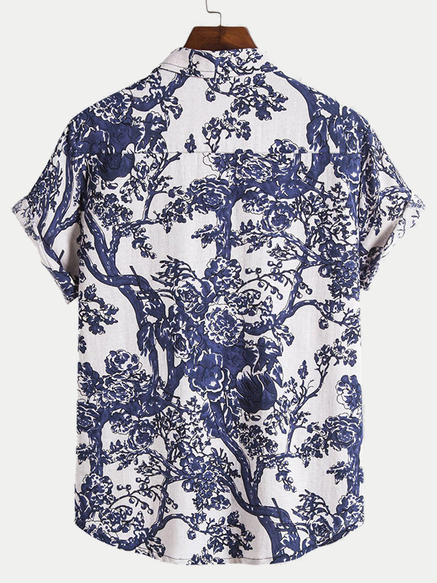 Chemise homme manches courtes imprimé branches