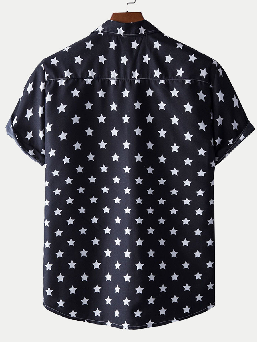 Camicia da uomo a maniche corte con stampa stelle