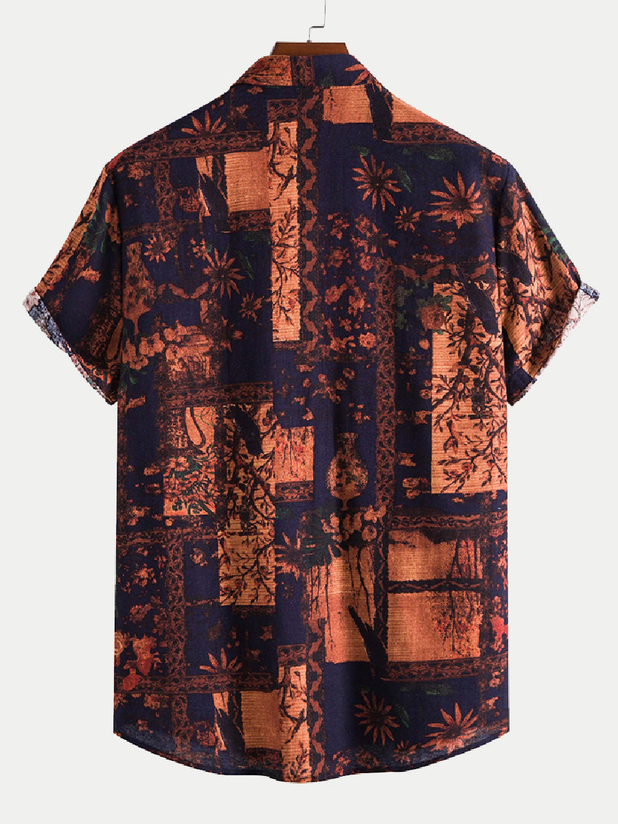 Men's Floral square short sleeve shirt