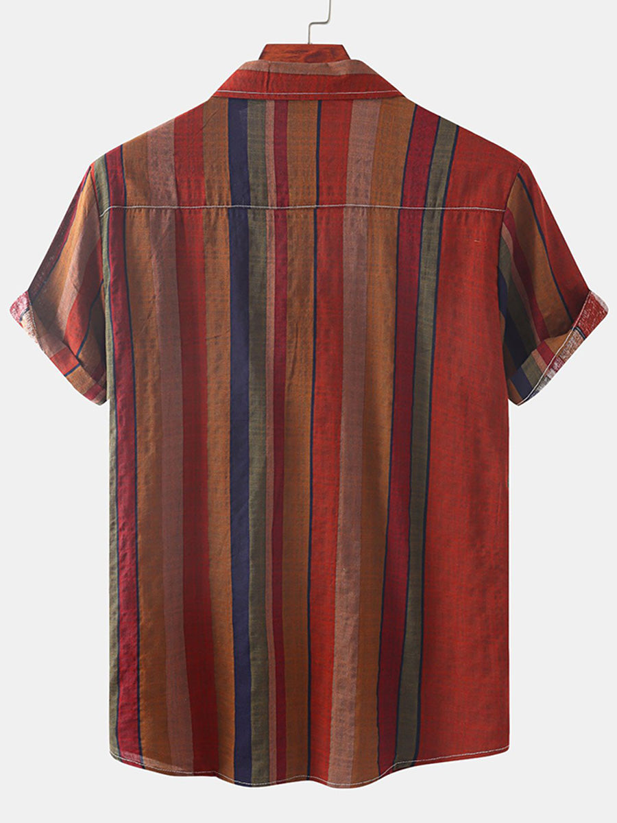 Camicia da uomo a maniche corte con stampa verticale
