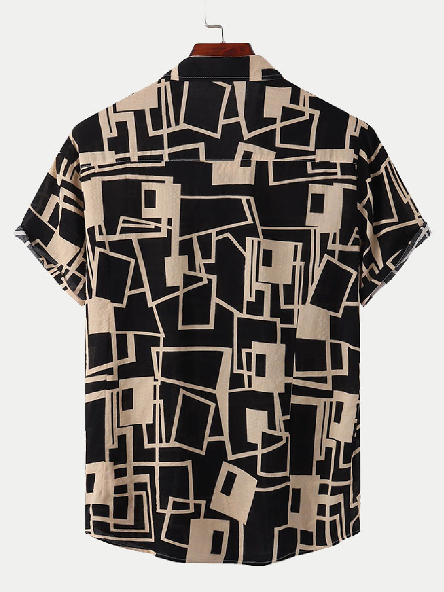 Men's Casual printed short sleeve shirt