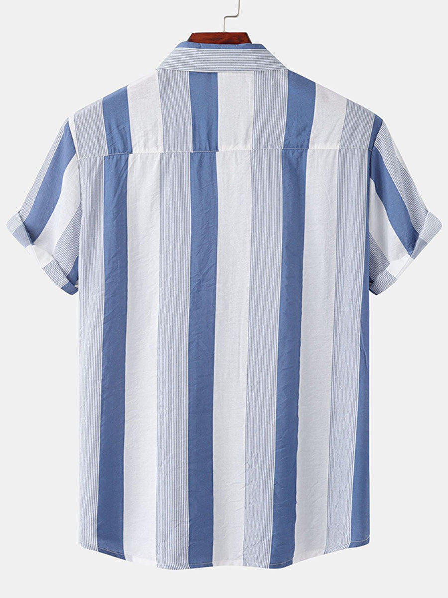 Chemise à manches courtes à imprimé vertical pour homme