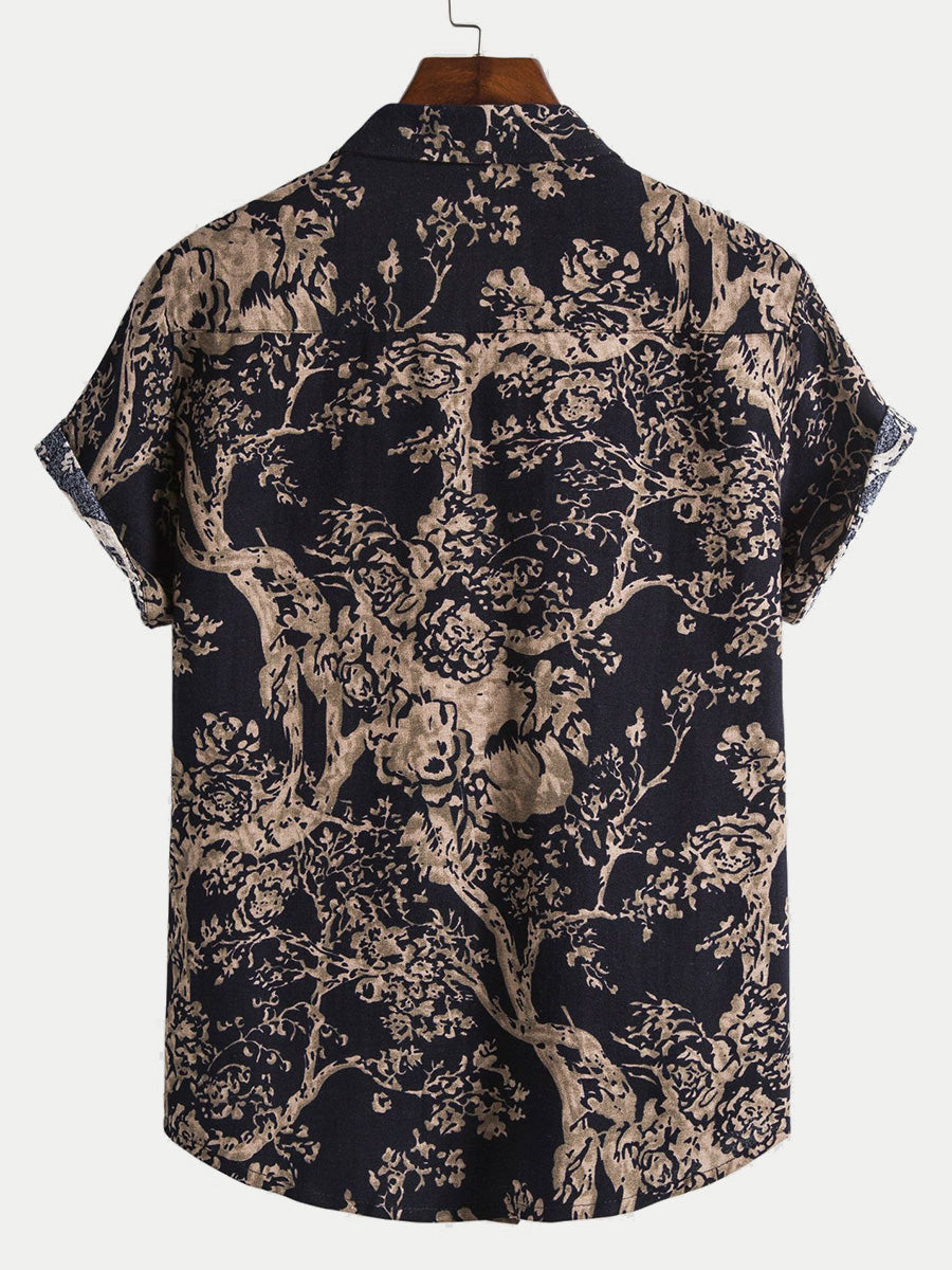 Chemise homme manches courtes imprimé branches