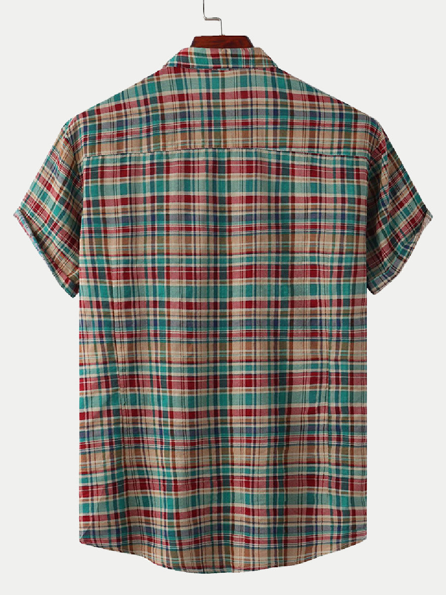 Men's Checkered Print short sleeve shirt