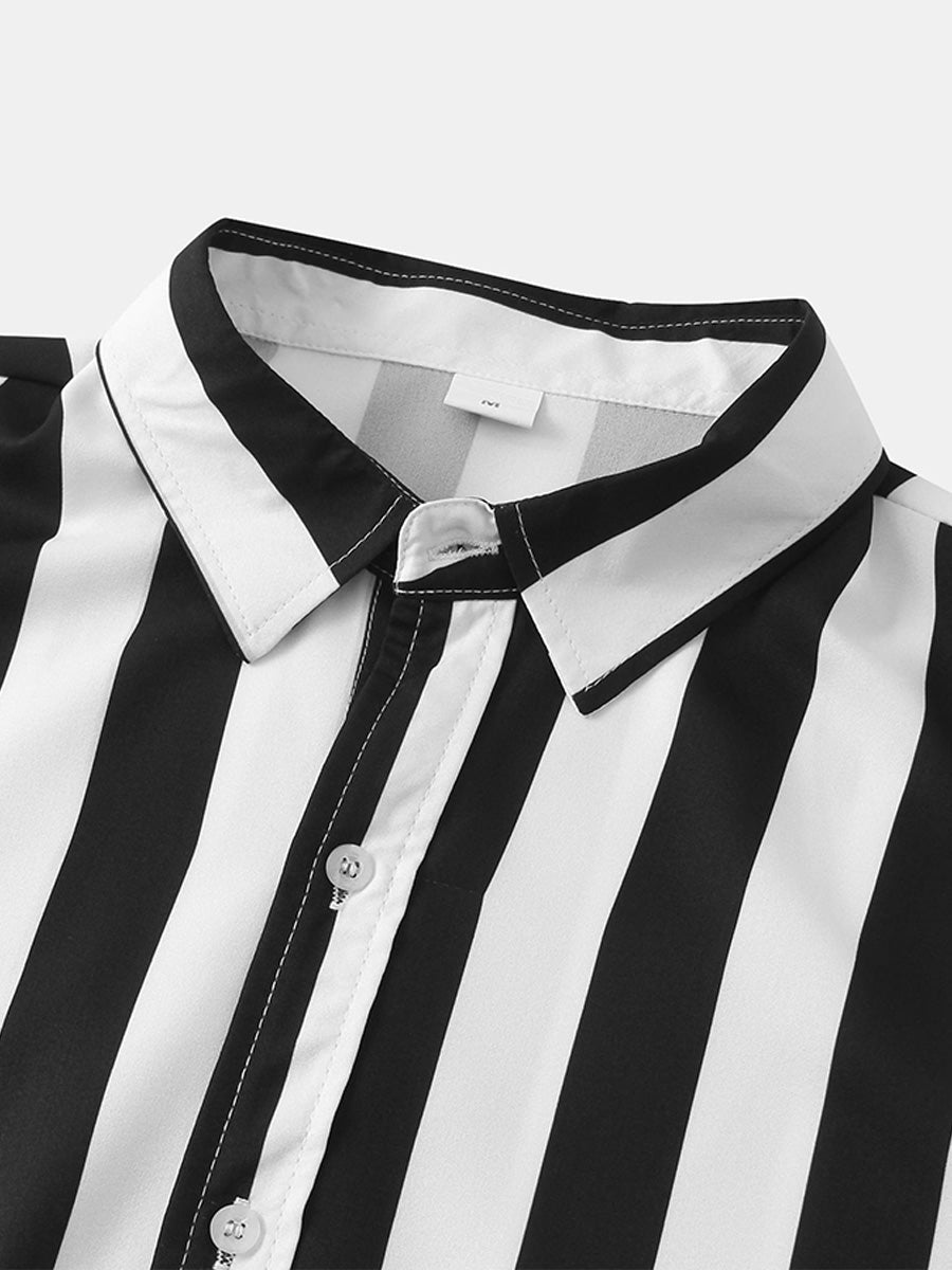 Chemise à manches courtes à imprimé vertical pour homme