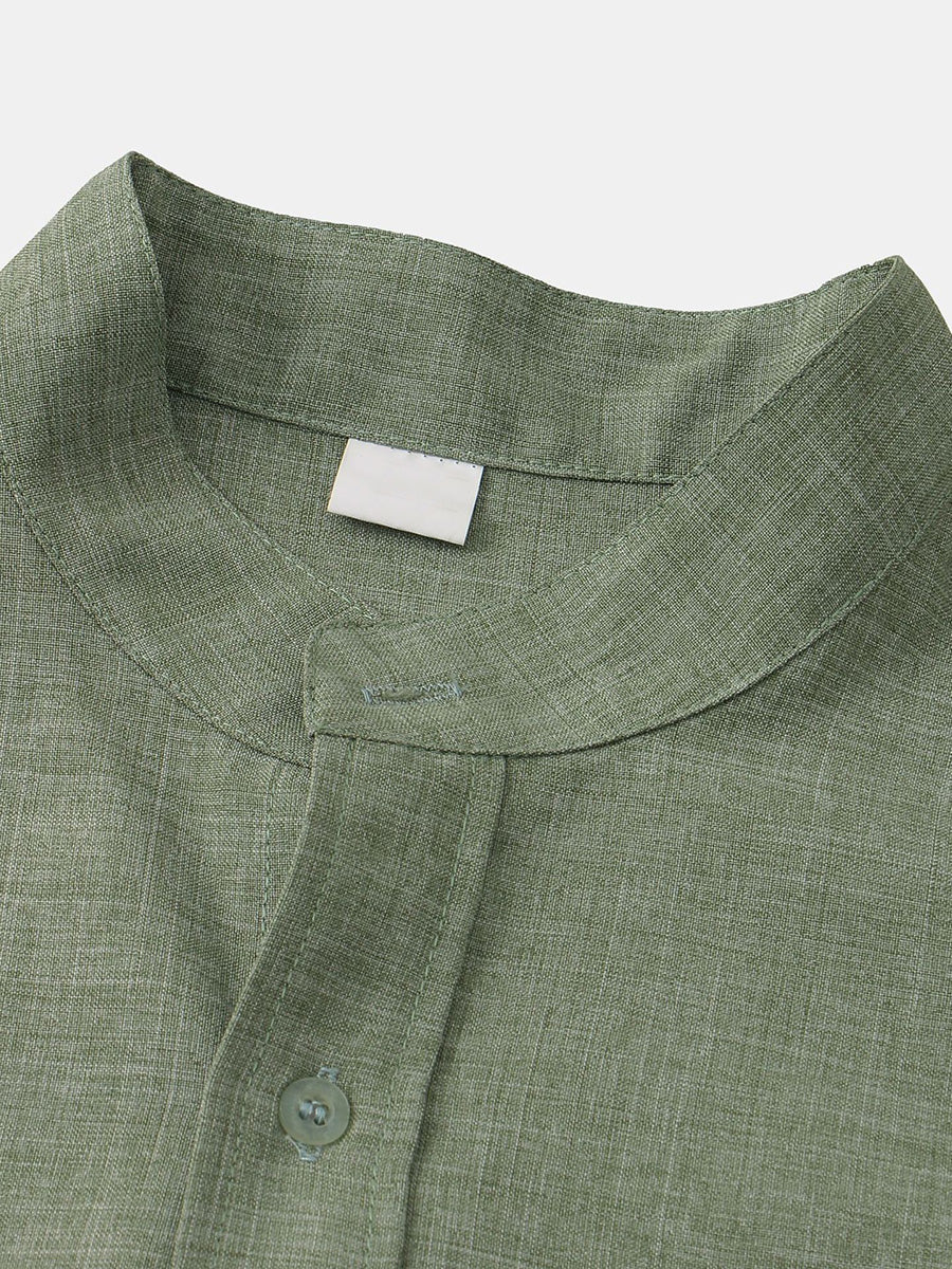 Men's  Solid cotton short sleeve shirt