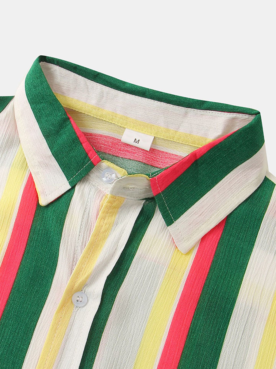 Chemise à manches courtes à imprimé vertical pour homme