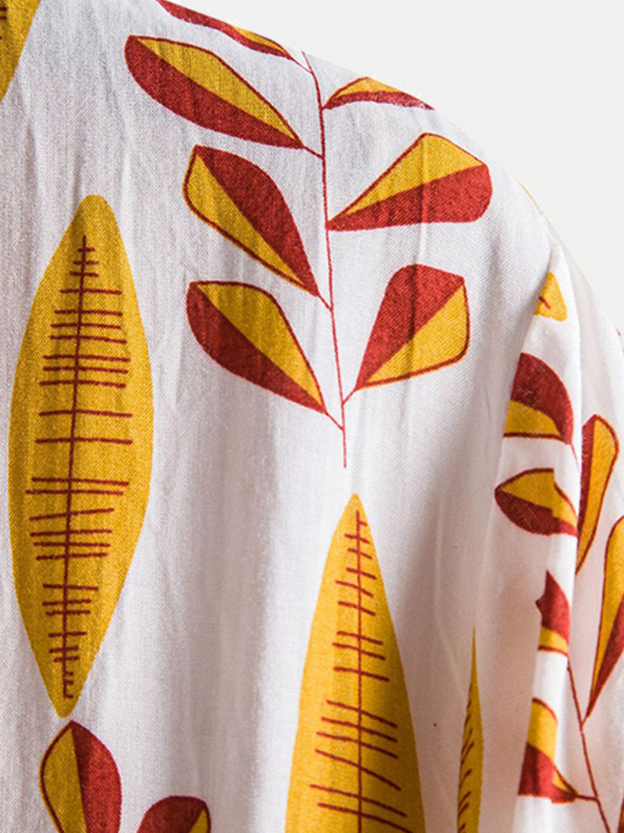 Chemise à manches courtes à imprimé feuilles pour homme