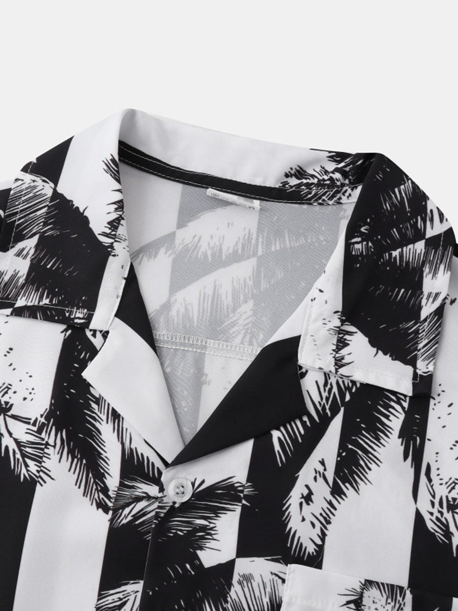 Chemise à manches courtes à imprimé de vacances pour hommes