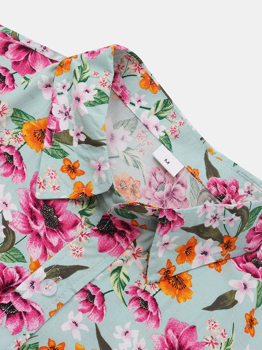 Camicia da uomo a maniche corte con stampa floreale