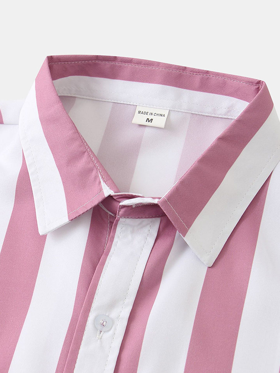 Chemise à manches courtes à imprimé vertical pour homme