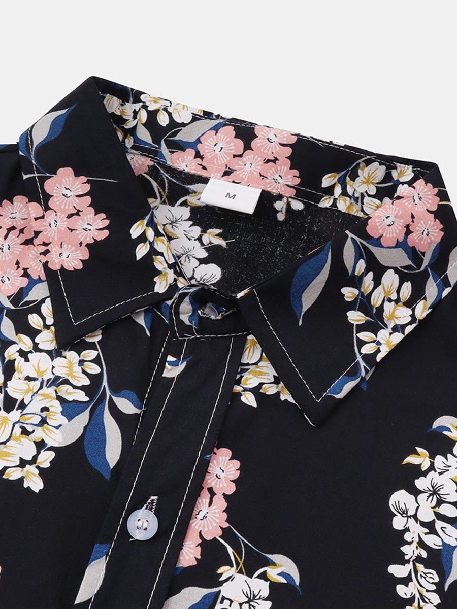 Camicia da uomo a maniche corte con stampa floreale