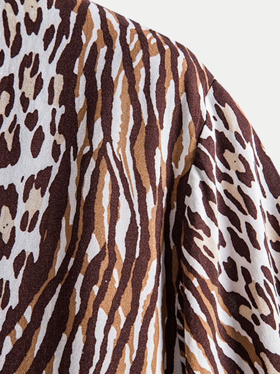 Chemise à manches courtes imprimé léopard pour homme
