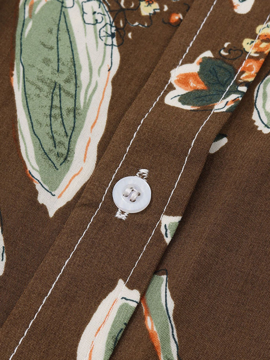 Camicia da uomo a maniche corte con stampa floreale