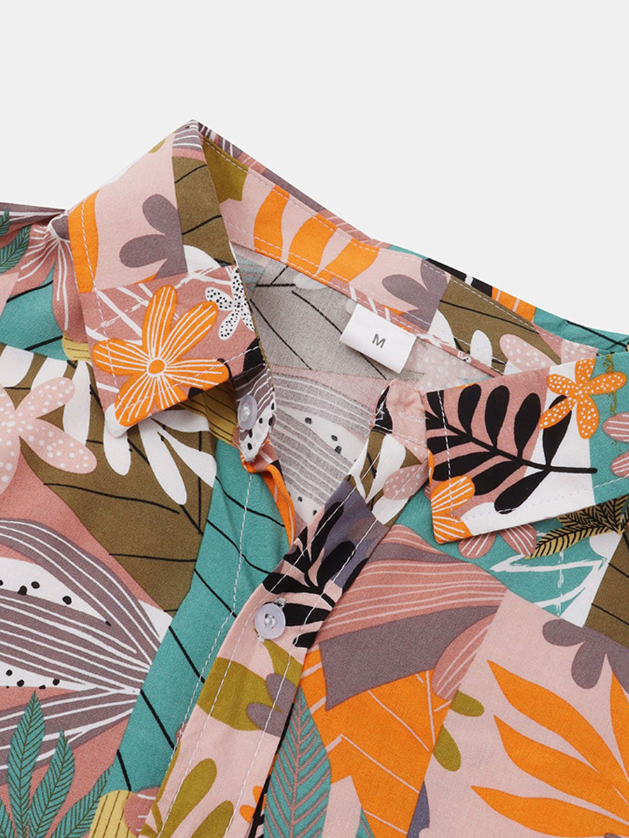 Camicia da uomo a maniche corte con stampa floreale