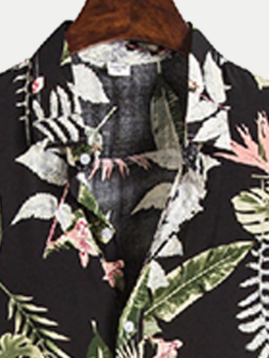 Camicia da uomo manica corta foglia