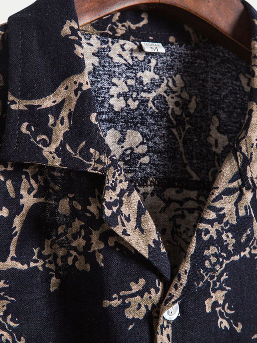 Chemise homme manches courtes imprimé branches