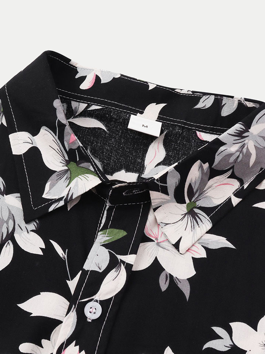 Camicia da uomo a maniche corte con stampa floreale