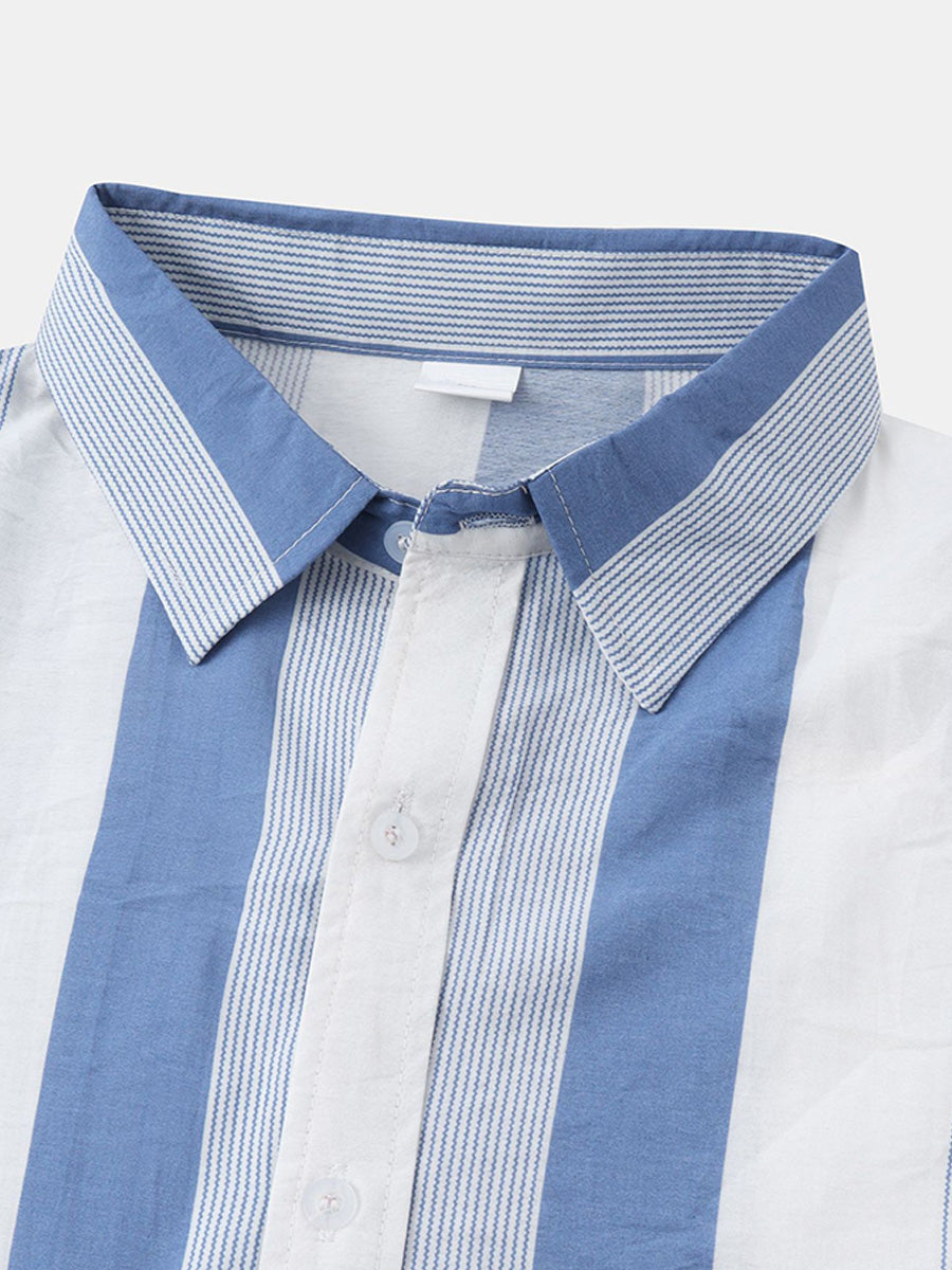 Chemise à manches courtes à imprimé vertical pour homme