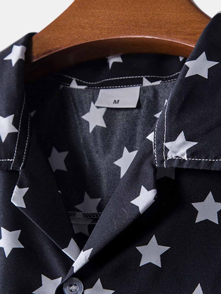 Camicia da uomo a maniche corte con stampa stelle
