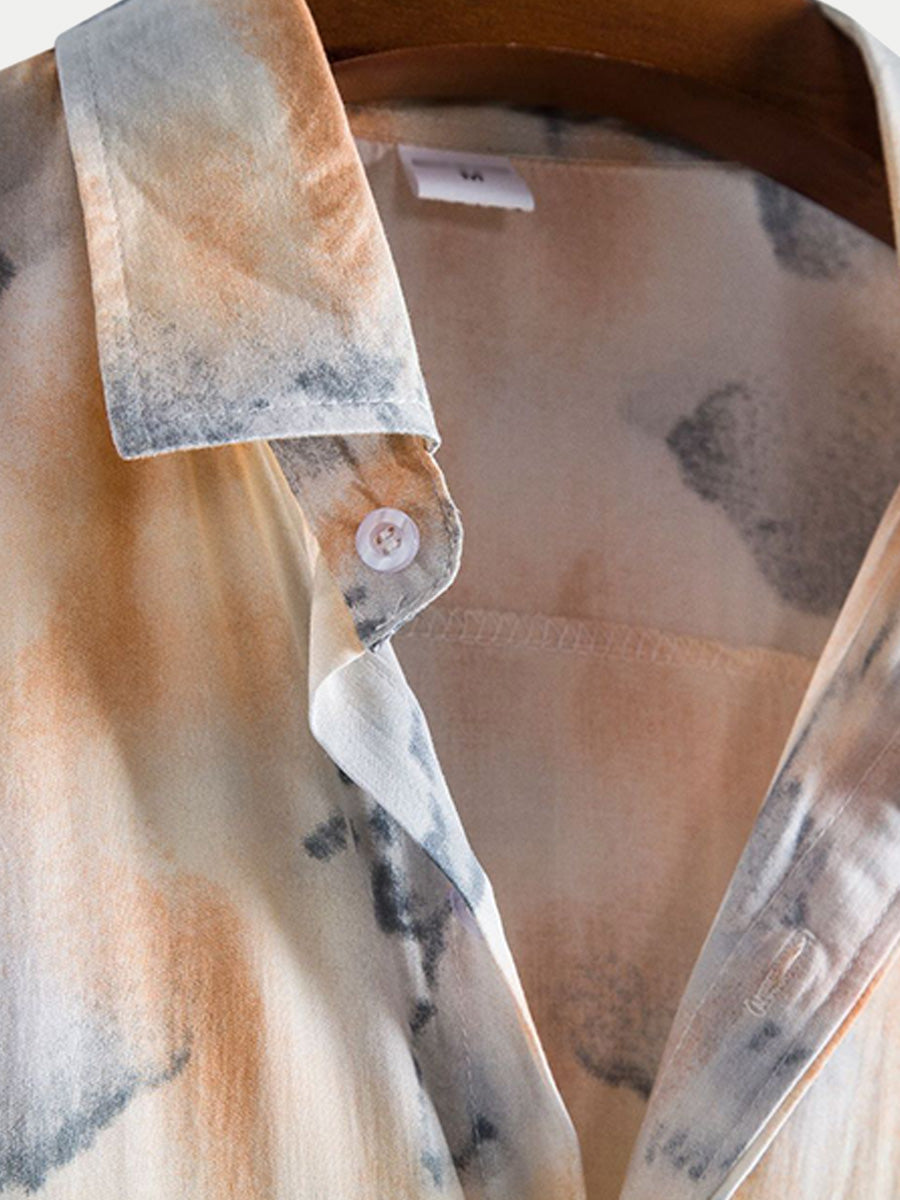 Camicia a maniche corte con stampa casual da uomo