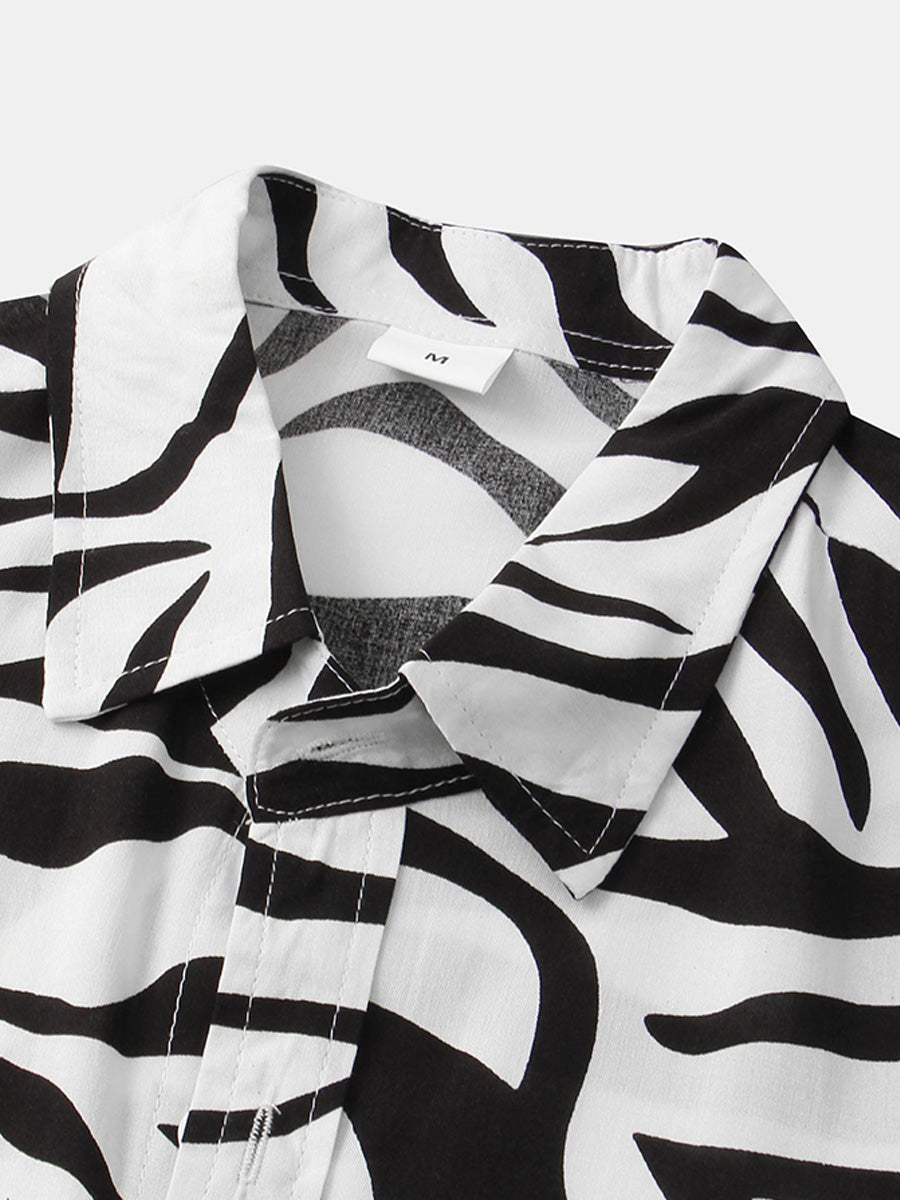 Camicia da uomo a maniche corte a righe zebrate