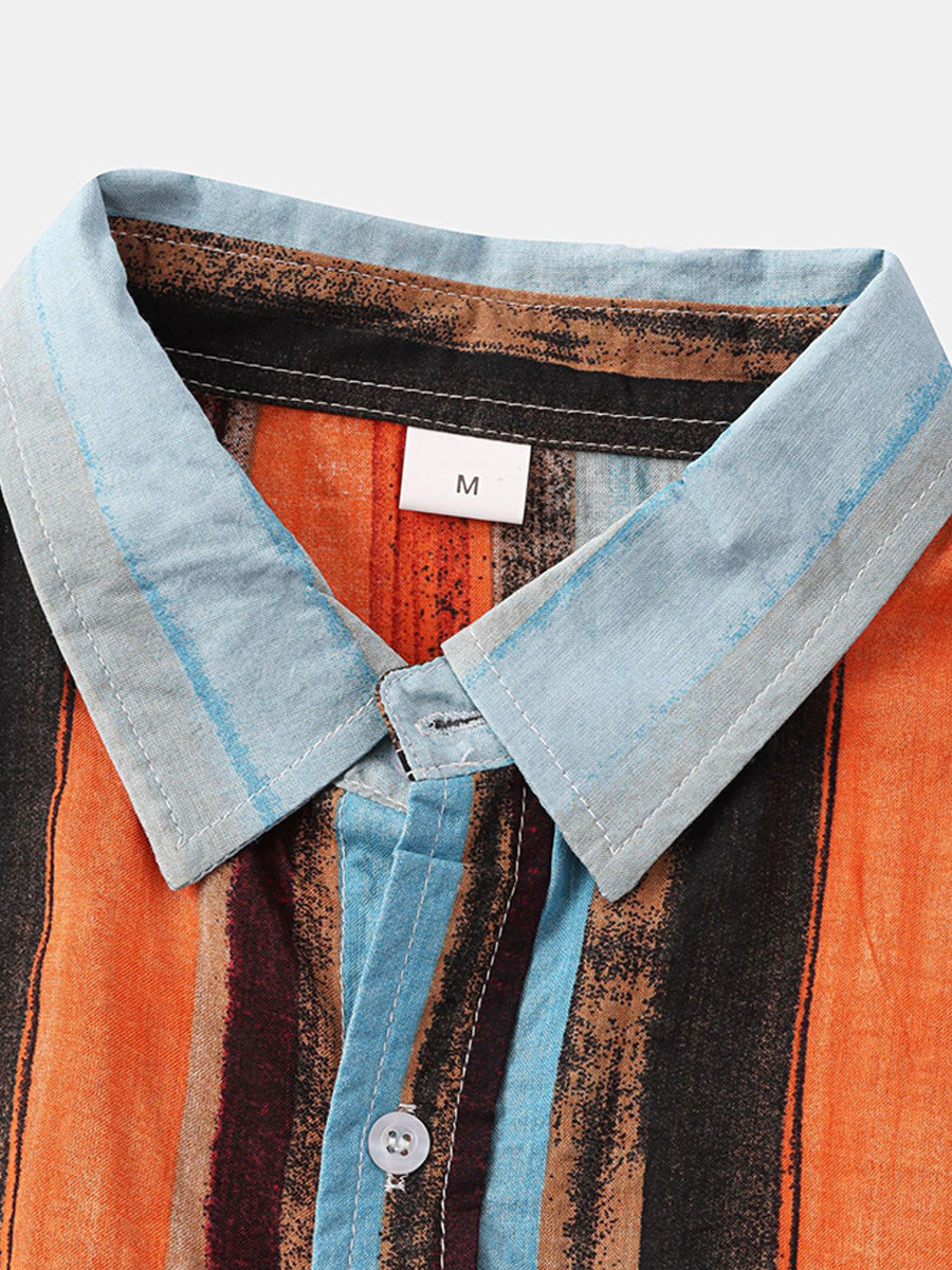 Camicia da uomo a maniche corte con stampa verticale