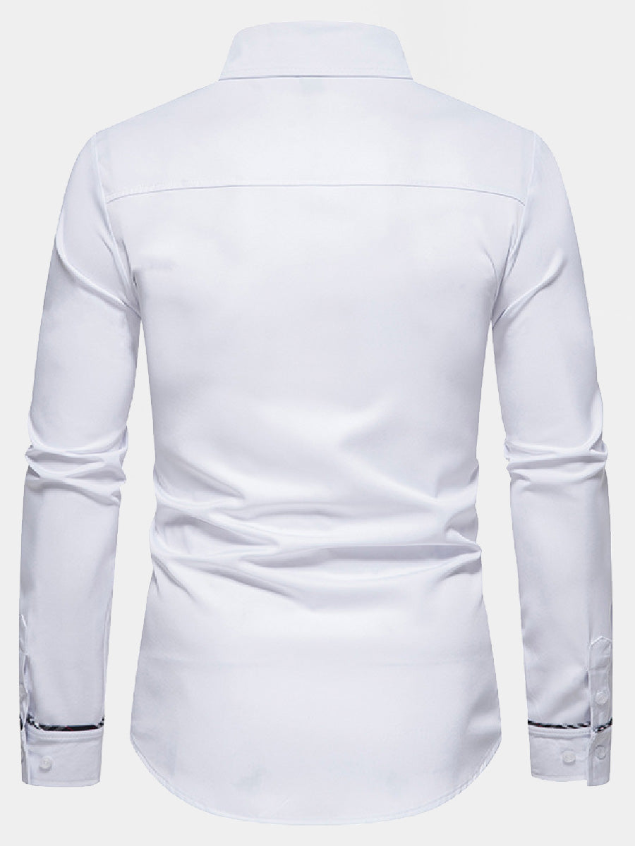 Chemise manches longues patchwork à carreaux pour homme