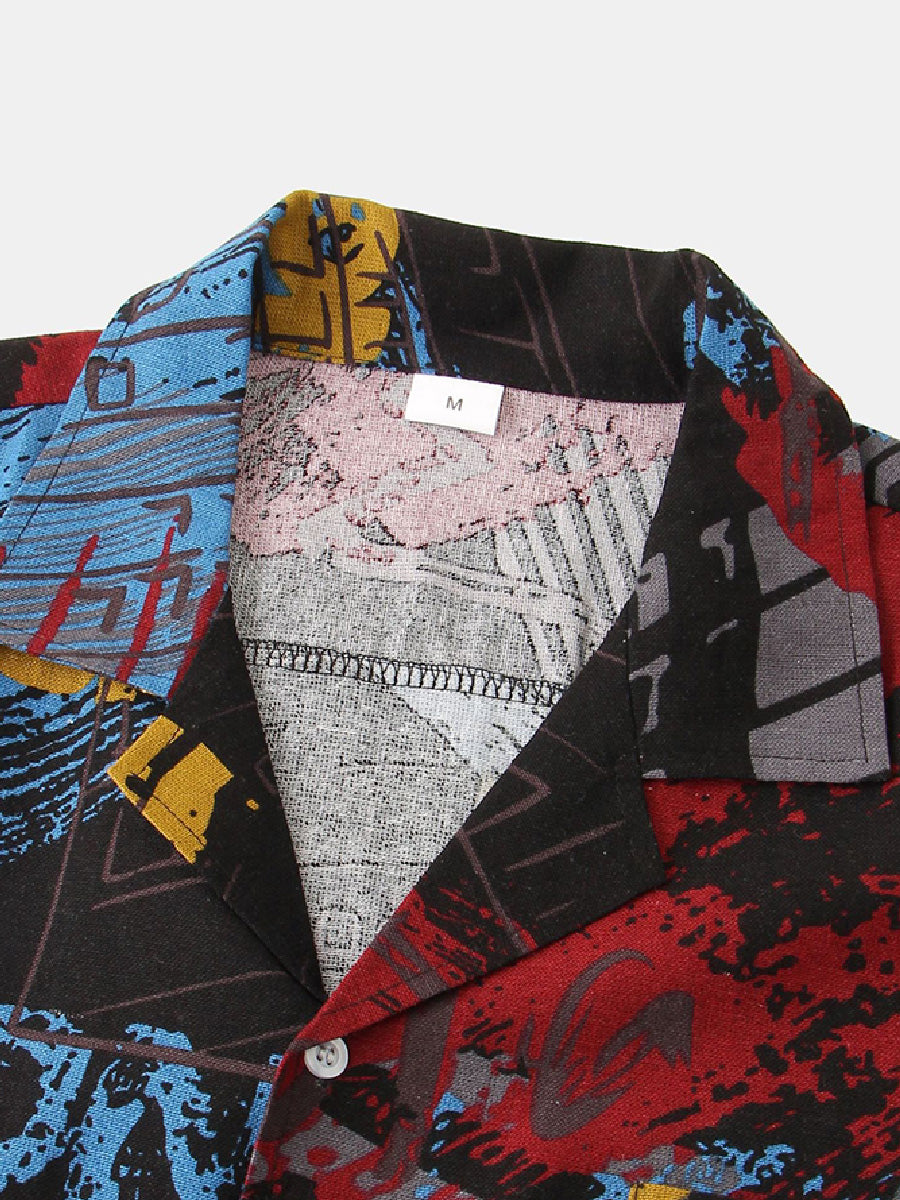 Men's Graffiti Print short sleeve shirt