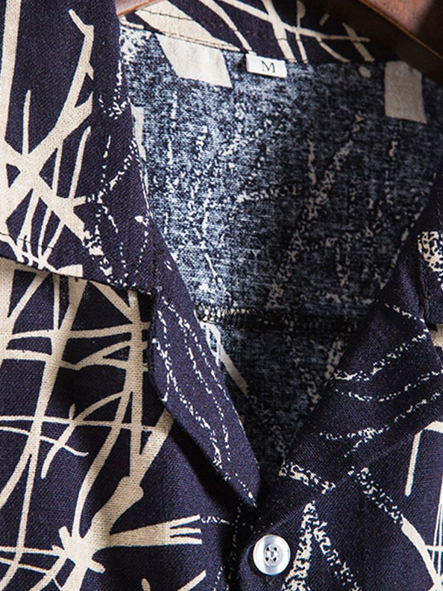 Chemise homme manches courtes imprimé branches