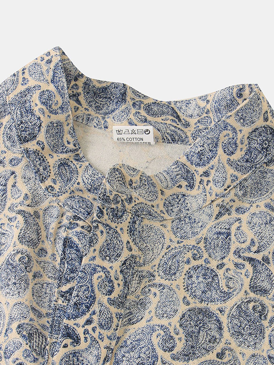Camicia da uomo a maniche corte con stampa hawaiana